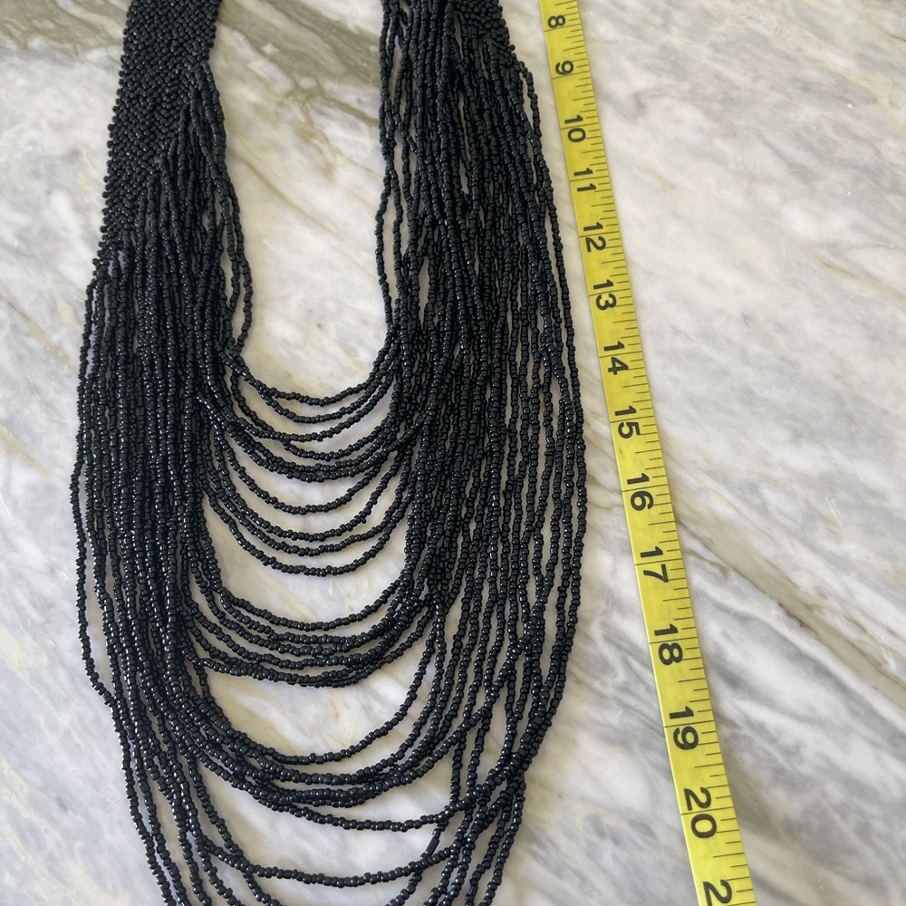 Black Beaded Multi Strand Super Statement Necklace - image 5